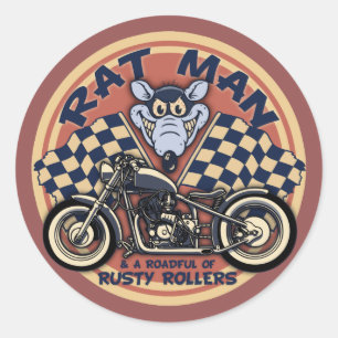 Sticker Rond Homme Roadful de rat