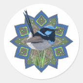 Sticker Rond Homme Superbe Fairy-Wren (Devant)