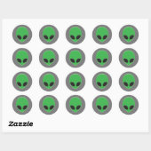 Sticker Rond Homme Vert Alien Fête Spatiale Personnalisée (Feuille)