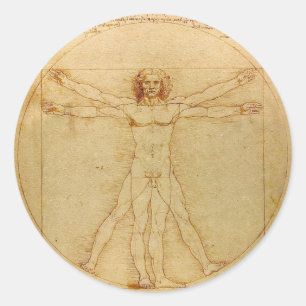 Sticker Rond Homme vitruvien par Leonardo da Vinci