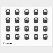 Sticker Rond Homme Whimsical Beard Mustache Fleurs Art (Feuille)