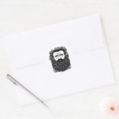 Sticker Rond Homme Whimsical Beard Mustache Fleurs Art (Enveloppe)