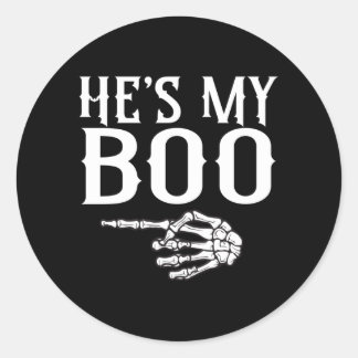 Sticker Rond Hommes Couple Boo Squelette Couple Correspondant