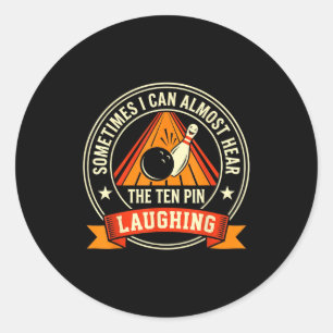 Sticker Rond Hommes de bowling sympas drôles papa joueur de bow