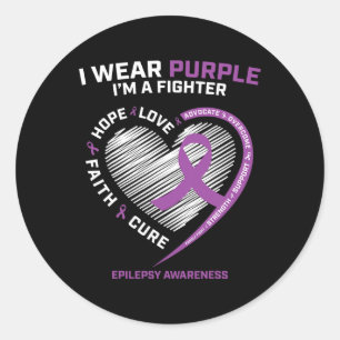 Sticker Rond Hommes Femmes Enfants Je porte le violet Je suis u