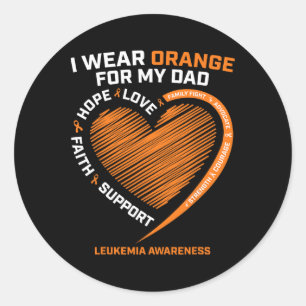 Sticker Rond Hommes Femmes Enfants Je Porte Orange Pour Mon Pèr