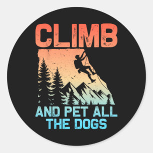 Sticker Rond Hommes Femmes Escalade Drôle Grimpeur Animaux Chie
