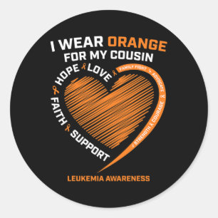 Sticker Rond Hommes Femmes Je Porte De L'Orange Pour Ma Leukémi
