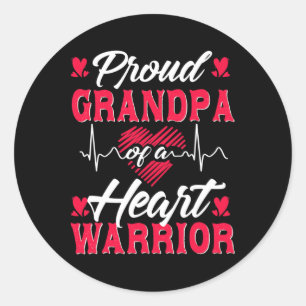 Sticker Rond Hommes Fier Grand-Père D'Un Coeur Guerrier Chd Lau
