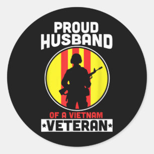 Sticker Rond Hommes Fier Mari D'Un Vétérinaire Viêt Nam América