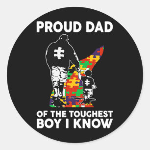 Sticker Rond Hommes Fier Papa Du Garçon Le Plus Touché Je Conna
