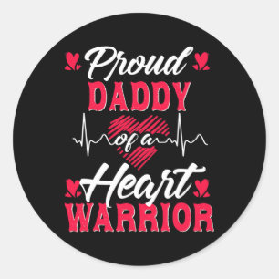 Sticker Rond Hommes Fier Papa D'Un Guerrier Du Coeur Sensibilis