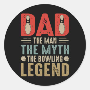 Sticker Rond Hommes Funny Bowler Papa Bowling Legend Fête des p