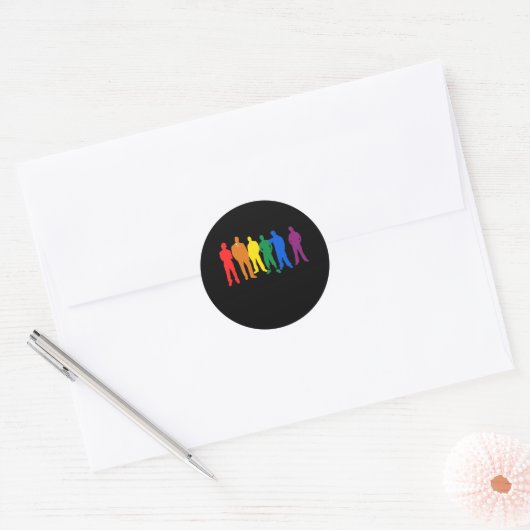 STICKER ROND HOMMES GAY PRIDE (Enveloppe)