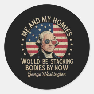 Sticker Rond Hommes George Washington 4 juillet Patriotique