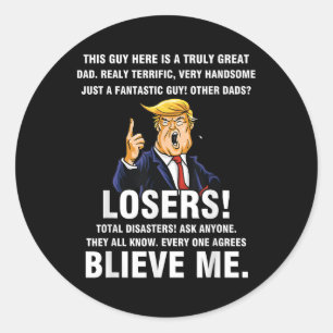 Sticker Rond Hommes Grand Papa Donald Trump Mème Terrifique Pap
