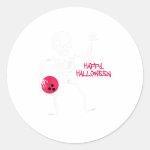 Sticker Rond Hommes Halloween Bowling effrayant Skeleton Ghost