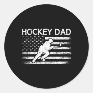 Sticker Rond Hommes Hockey papa Fête des pères Vintage été hive