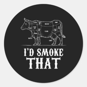 Sticker Rond Hommes Je fumerais Que Vache Bbq Grillmasters Père