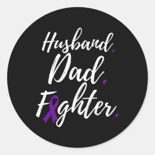 Sticker Rond Hommes Mari papa combattant Pancreatic Cancer Awar