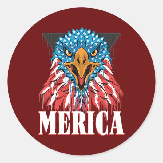 Sticker Rond Hommes Merica Eagle Mullet Drapeau américain États (Devant)