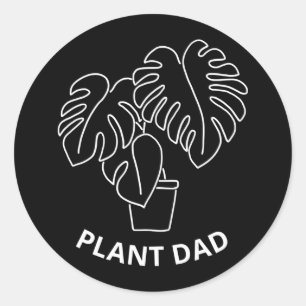 Sticker Rond Hommes Plante Papa Funny Monstera Plantes et père