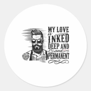 Sticker Rond Hommes pour anti-Valentine's Day Enked Man Tattooe