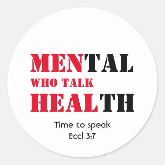 Sticker Rond HOMMES QUI PARLENT SANTÉ Mentale Texte personnalis (Devant)