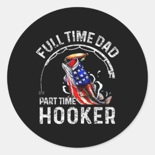Sticker Rond Hommes temps plein papa temps partiel amusant pêch