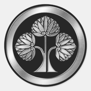 Sticker Rond Honda Clan Kamon Argent Chrome