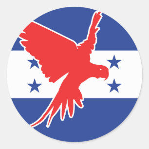 Sticker Rond Honduras Scarlet macaw Animal National