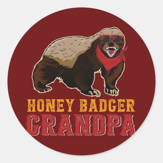Sticker Rond Honey Badger Grandpa Honey Badger (Devant)