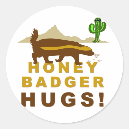 Sticker Rond Honey Badger Hugs (Devant)