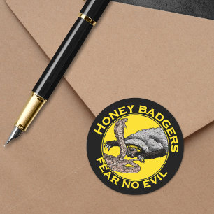 Sticker Rond Honey Badgers ne crains pas mal Jaune effrayant An