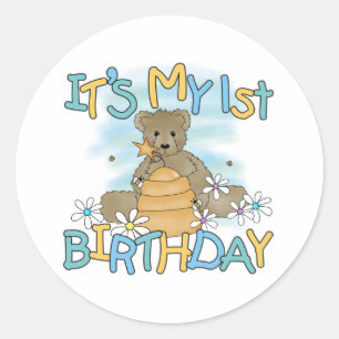 Sticker Rond Honey Bear 1er anniversaire