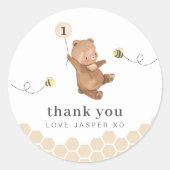 Sticker Rond Honey Bear Premier Merci de jour d'abeille (Devant)