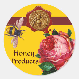 STICKER ROND HONEY BEE AND ROSE ROSE ROSE, OEUVRE DE CONSERVATI