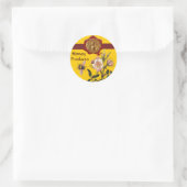 STICKER ROND HONEY BEE AND WILD ROSES, BEEKEEPER WAX SEAL (Sac)