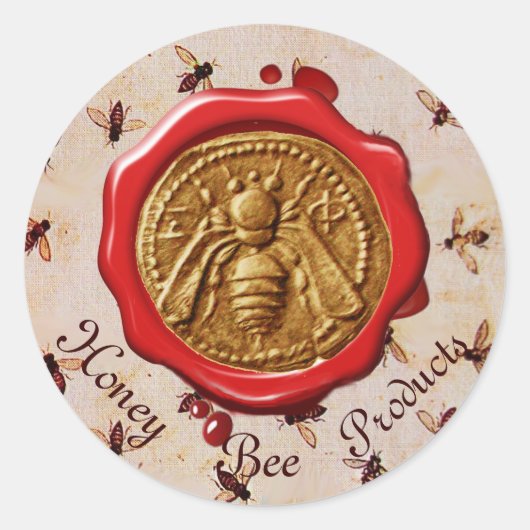 STICKER ROND HONEY BEE / BEEKEEPER BEEKEEPER RED WAX SEAL (Devant)