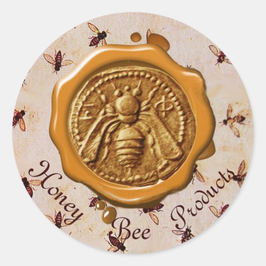 STICKER ROND HONEY BEE / BEEKEEPER BEEKEEPER SCEAU BROWN DE CIR (Devant)