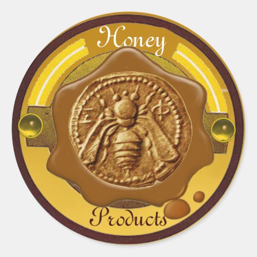 STICKER ROND HONEY BEE / BEEKEEPER BEEKEEPER SCEAU BROWN DE CIR (Devant)