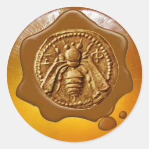 STICKER ROND HONEY BEE, BEEKEEPER BEEKEEPER SCEAU BROWN DE CIRE