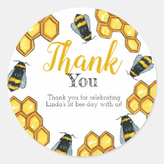 Sticker Rond Honey bee bumble bee merci anniversaire faveur