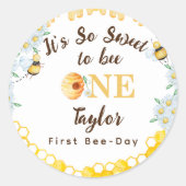 Sticker Rond Honey Bee First Bee day Anniversaire (Devant)