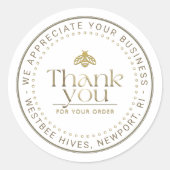 STICKER ROND HONEY BEE LOGO D'OR 3D EN AVRIER MERCI D'AFFAIRES (Devant)