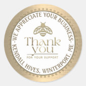 STICKER ROND HONEY BEE LOGO D'OR 3D EN AVRIER MERCI D'AFFAIRES (Devant)