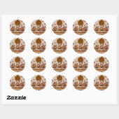 STICKER ROND HONEY BEE, MONOGRAMME DE SCEAU DE CIRE BROWN (Feuille)