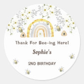 Sticker Rond Honey Bee Thème Anniversaire (Devant)