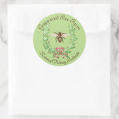 STICKER ROND HONEY BEE, WREATH AVEC DES FEUILLES DE CHÊNE (Sac)