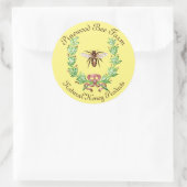 STICKER ROND HONEY BEE, WREATH AVEC DES FEUILLES DE CHÊNE (Sac)